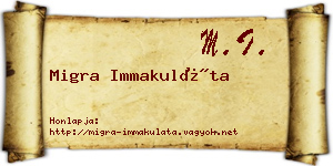 Migra Immakuláta névjegykártya